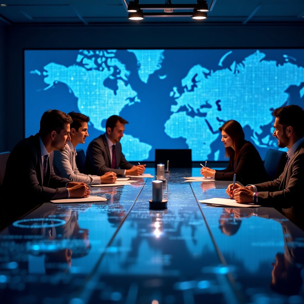 Crypto conference organizing team in a meeting